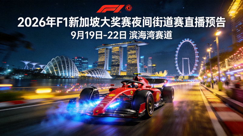 2026年F1新加坡大奖赛夜间街道赛直播预告 - 赛车飞驰于城市夜景中